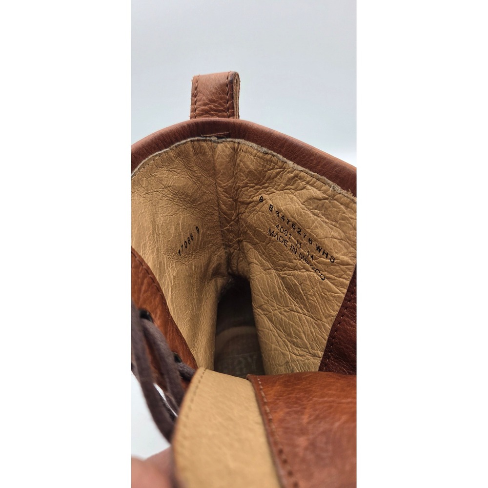 Frye Veronica Women's Combat Boots 8 B Cognac Brown Leather Lace Up Goodyear - Picture 8 of 16